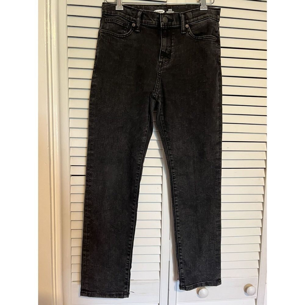 OLD NAVY Girl's Size‎ 14 Jeans Karate Slim Taper Black Stretch Adjustable Waist